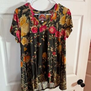 Johnny Was Multicolor Floral V-Neck Top